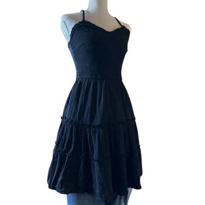Hollister Black Smocked Summer Strap XS Sundress